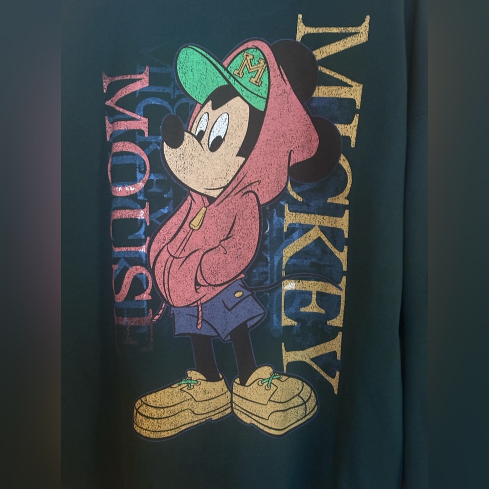 Mickey Mouse Green Sweatshirt Medium NWOT - Picture 5 of 5